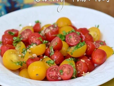 Garlic Basil Cherry Tomatoes with Rice Vinegar