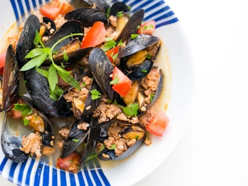 Spanish Mussels and Chorizo with Valencia Orange Salad