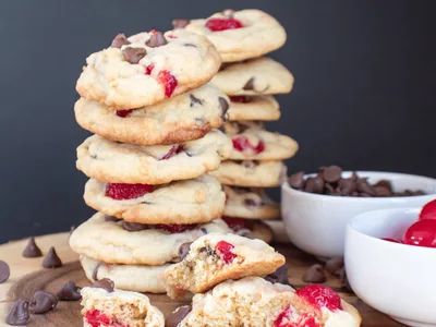Chocolate Chip Maraschino Cherry Cookies