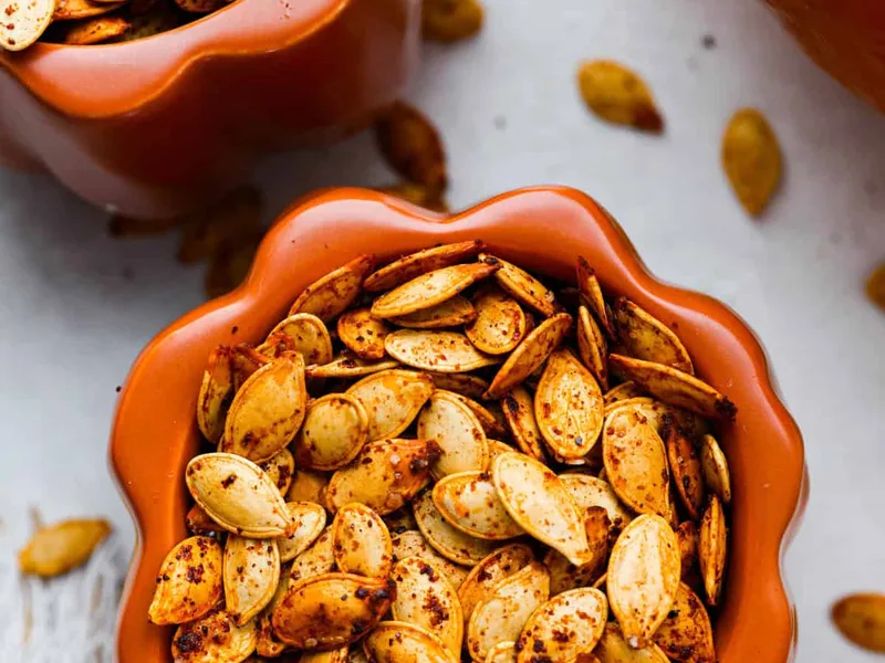 Roasted Spiced Pumpkin Seeds with Chili Powder and Paprika
