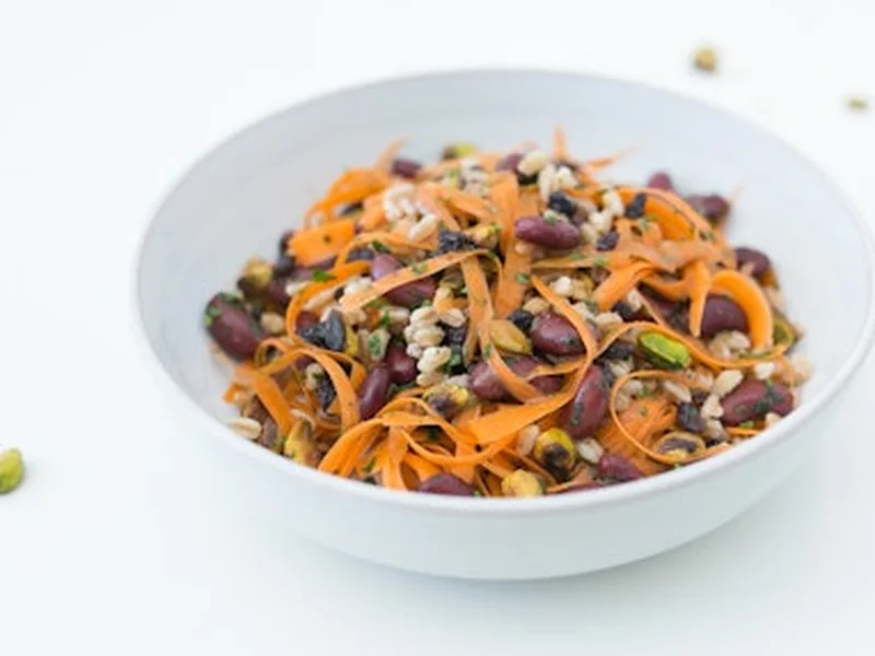 Cumin-Coriander Carrot and Farro Salad with Pistachios