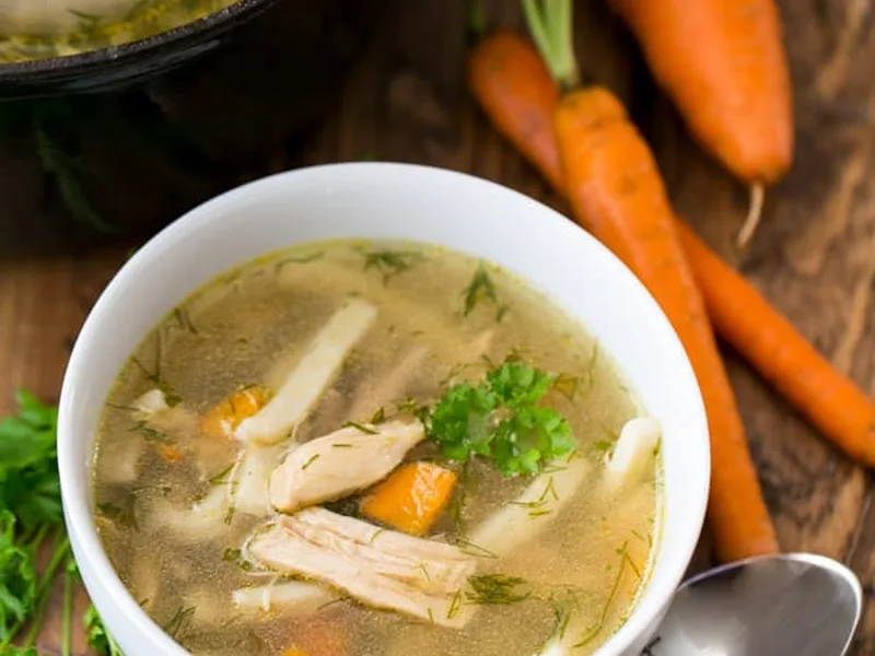 Homemade Chicken Noodle Soup with Fresh Herbs