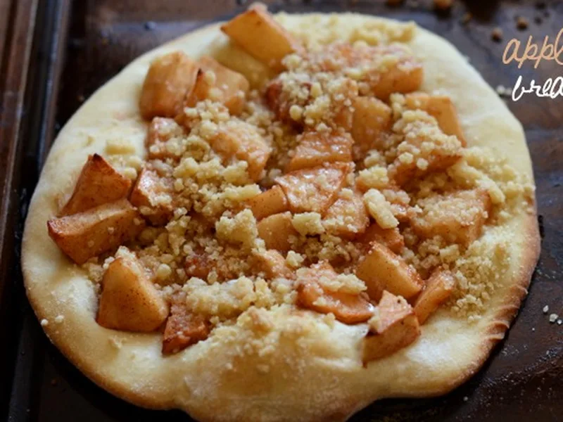 Apple Streusel Breakfast Pizzas with Vanilla Glaze