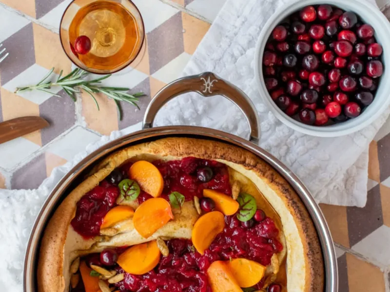 Dutch Baby Pancake with Cranberry-Orange Sauce