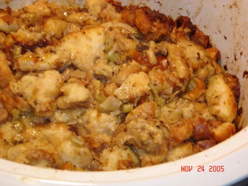Slow Cooker Stuffing with Sauteed Vegetables