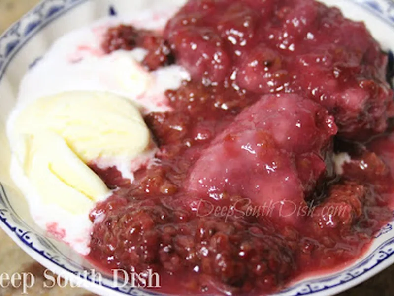 Blackberry Dumplings with Sweet Stewed Berry Sauce