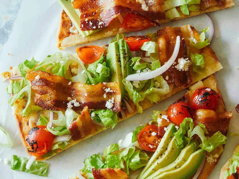 Grilled BLTA Flatbreads with Bacon and Avocado