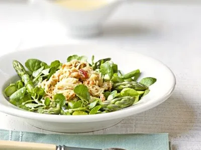 Crab and Asparagus Salad with Homemade Salad Cream