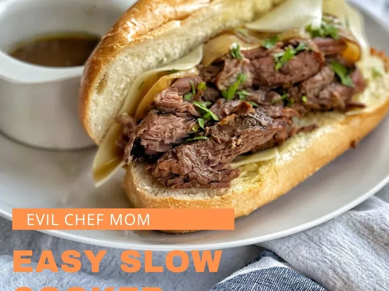 Easy Slow Cooker French Dip with Beer and Onion Soup