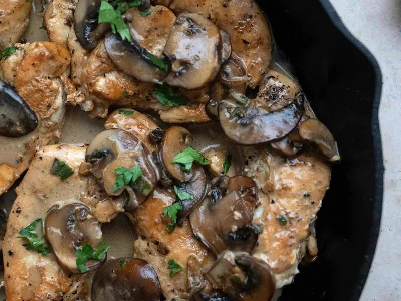 Keto Chicken Marsala with Mushrooms and Sage