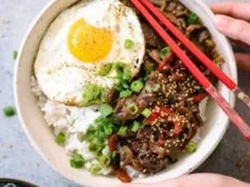 Japanese Gyudon: Caramelized Beef and Rice Bowls