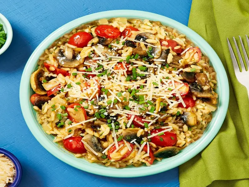 Mushroom and Chive Risotto with Garlic Herb Butter