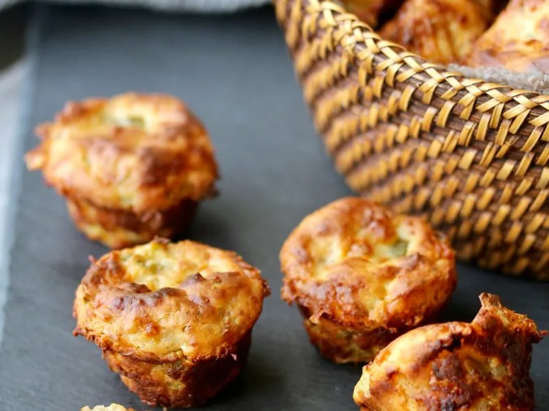 Jalapeño Cheddar Mini Muffins with Crispy Onions
