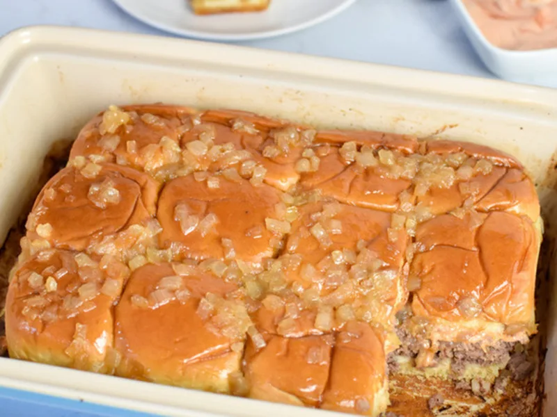 Oven-Baked Hamburger Sliders with Buttered Onions