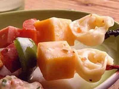 Cheese & Tortellini Kabobs with Italian Dressing