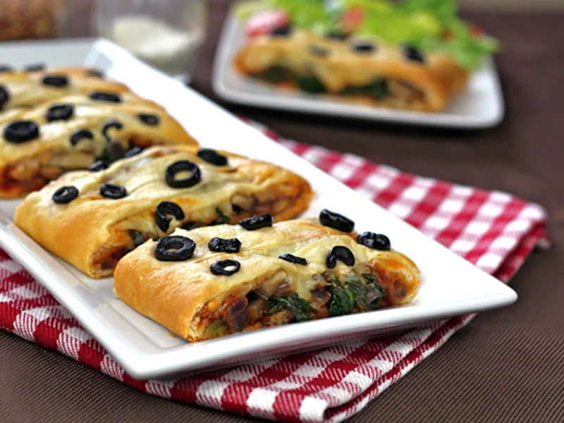 Vegetable Braided Calzone with Mushroom and Spinach