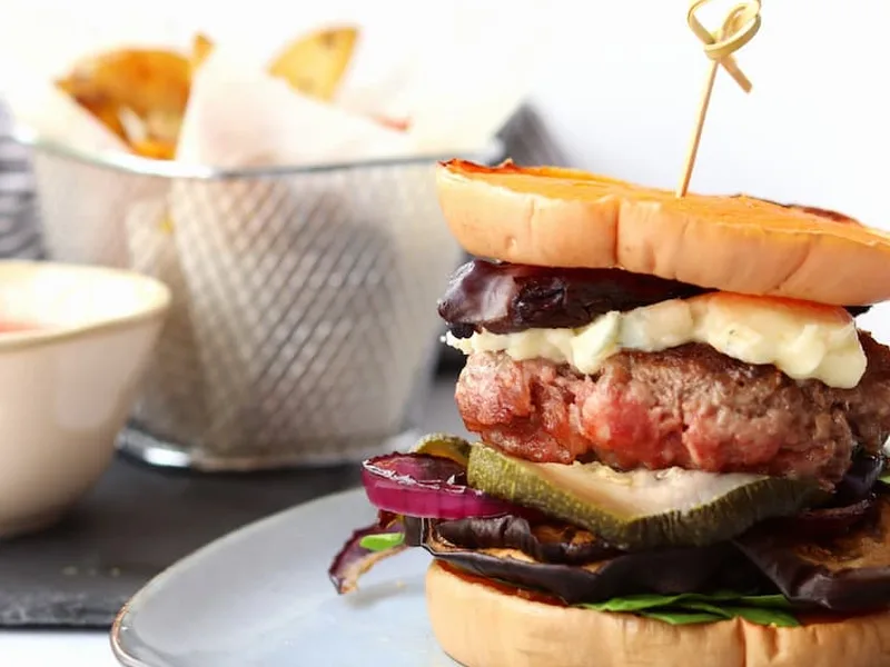 Veal Burger with Roasted Vegetable Buns