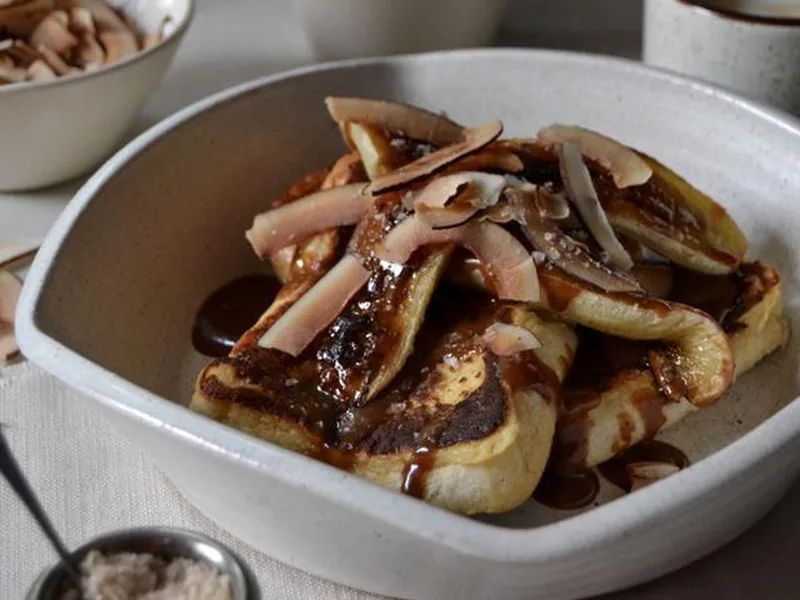 Banana Toffee French Toast with Brown Sugar Sauce