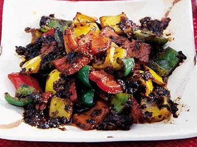 Stir-Fried Peppers with Black Beans