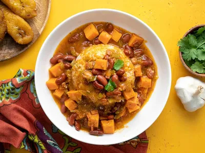 Puerto Rican Red Beans and Rice with Salt Pork and Sofrito