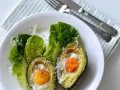 Baked Avocado Eggs with Parmesan