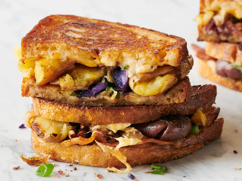 Idaho Potato Medley Grilled Cheese with Bacon and Scallions
