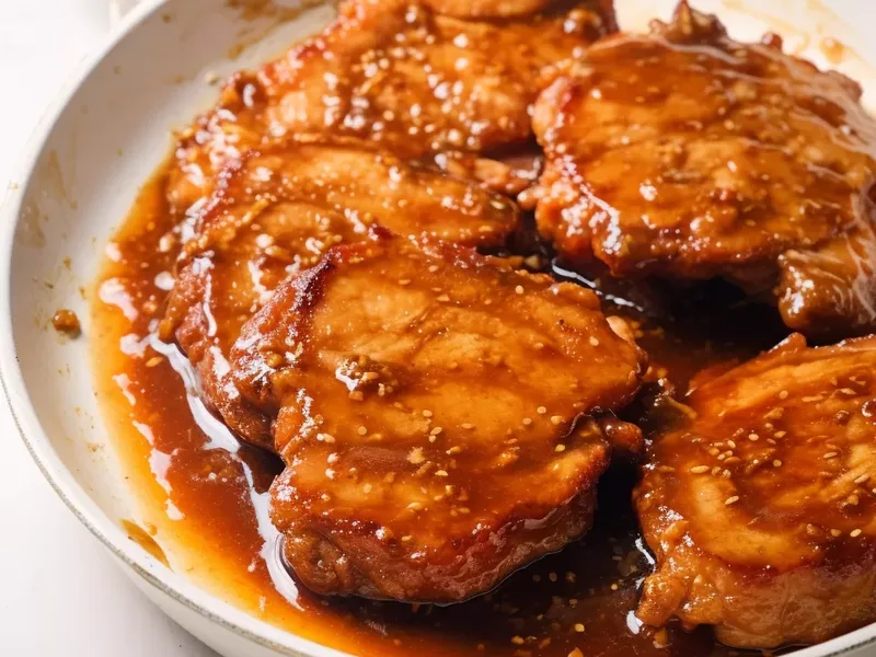 Honey Garlic Glazed Crispy Pork Chops