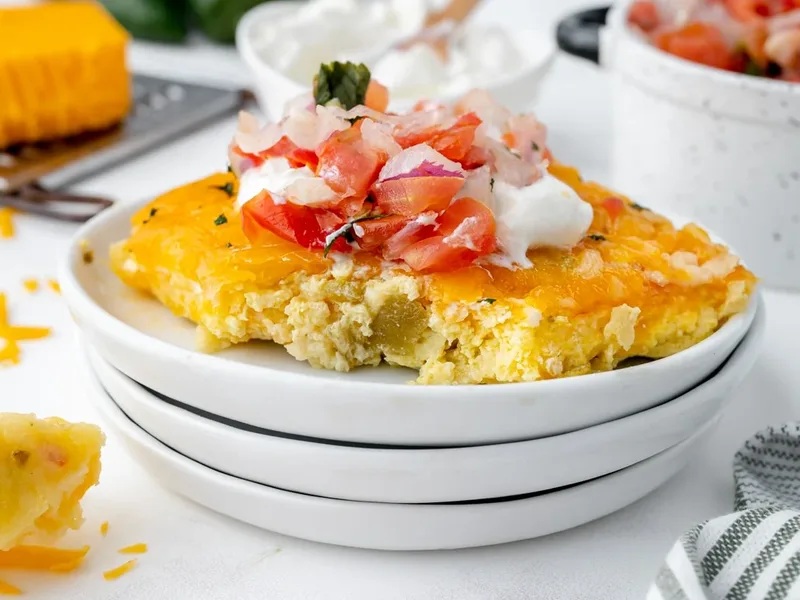 Cheesy Chile Relleno Breakfast Casserole with Pepper Jack