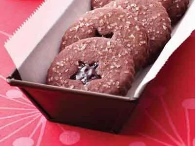 Ancho Chocolate Raspberry Linzer Cookies