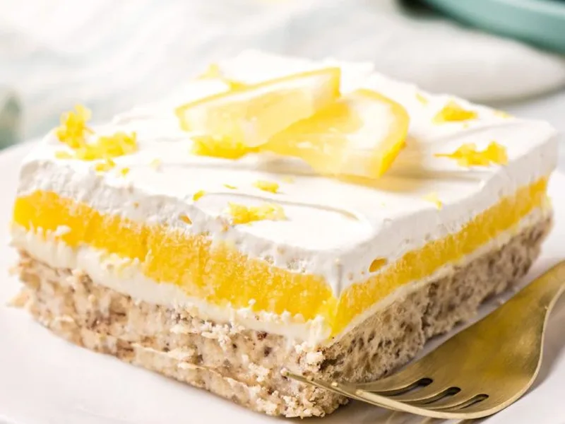 Creamy Lemon Lush: No-Bake Layered Dessert