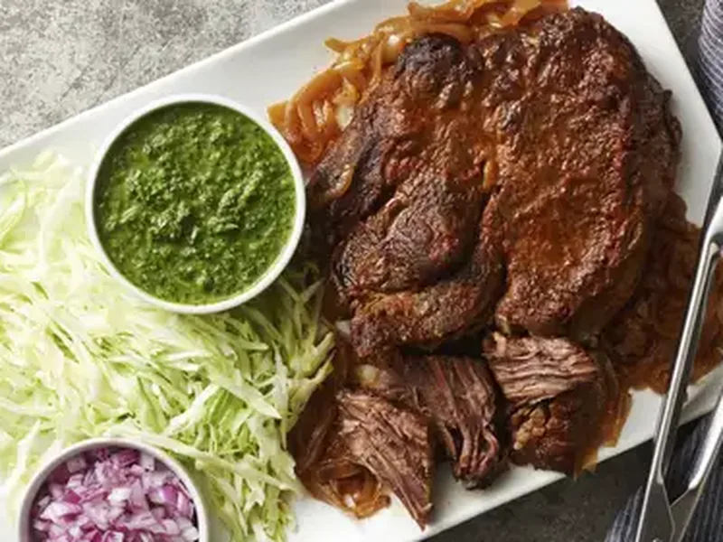 Slow-Cooker Chuck Roast with Fresh Herb Chimichurri