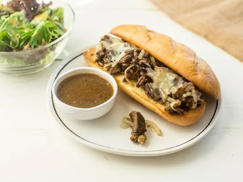 Leftover Pot Roast French Dip Sandwich with Au Jus