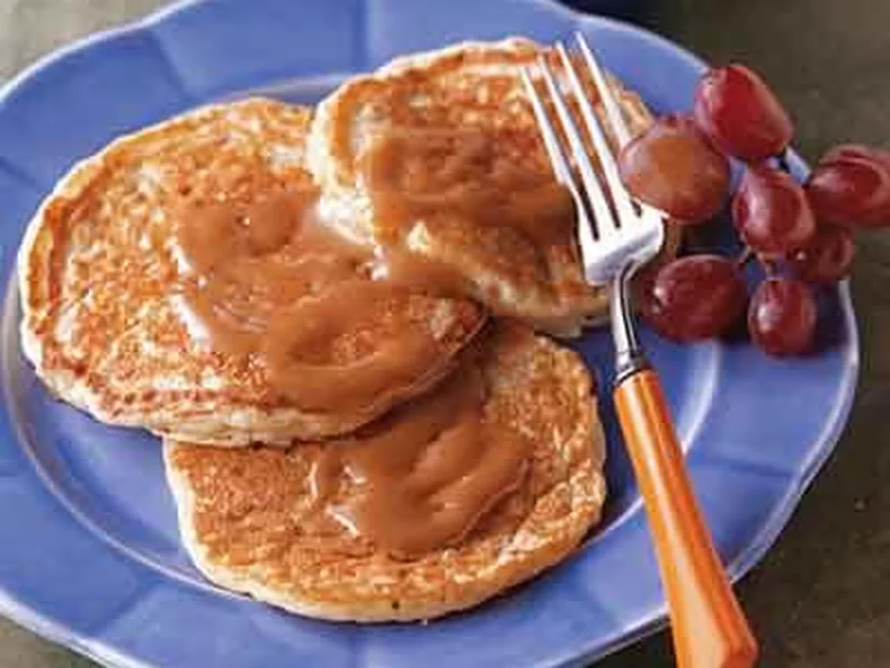 Multi-Grain Pancakes with Peanut Butter Maple Spread