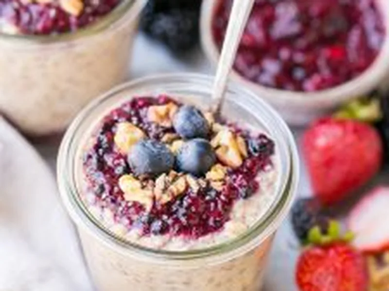 Superfood Overnight Oats with Chia Berry Jam
