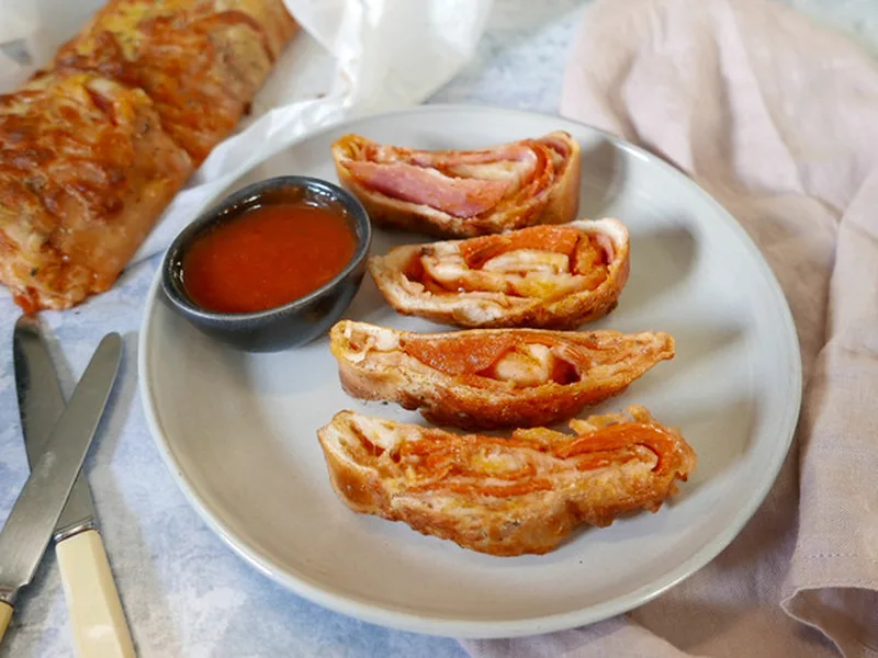 Pepperoni Stromboli with Salami and Mozzarella