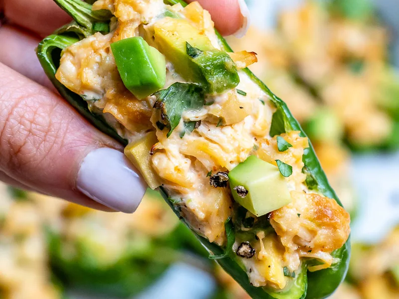 Buffalo-Lime Chicken Stuffed Anaheim Peppers