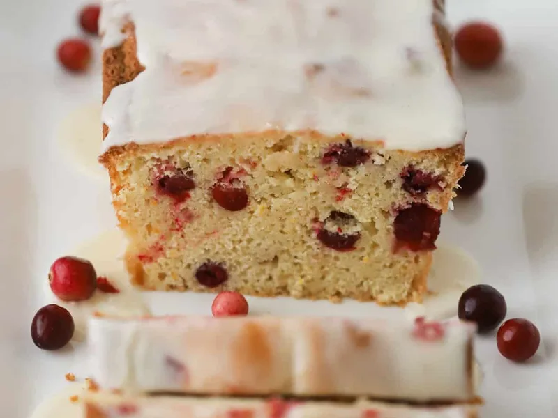 Einkorn Cranberry Orange Bread with Sweet Orange Glaze