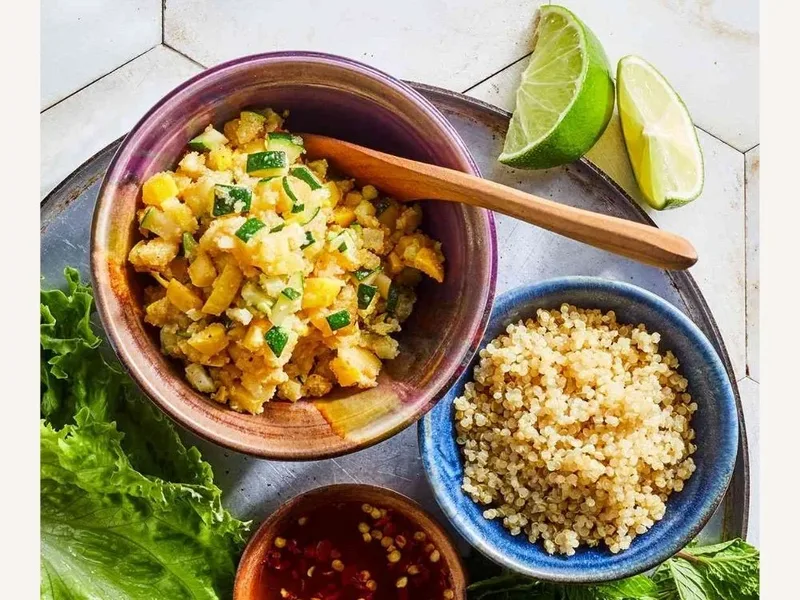 Thai Zucchini Larb with Toasted Rice & Quinoa