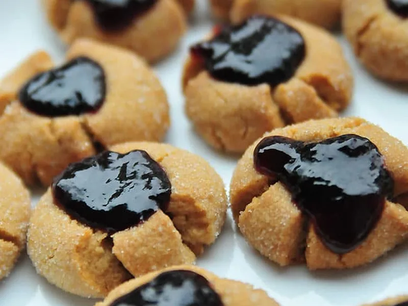 Classic Peanut Butter Jelly Thumbprint Cookies