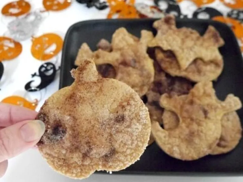 Cinnamon Sugar Tortilla Chips, Baked Halloween Shapes