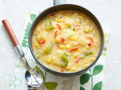 Creamy Corn and Split Pea Chowder