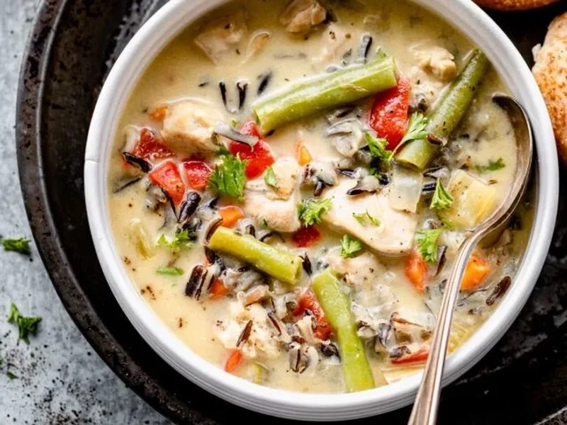 Slow Cooker Chicken Wild Rice Soup with Vegetables