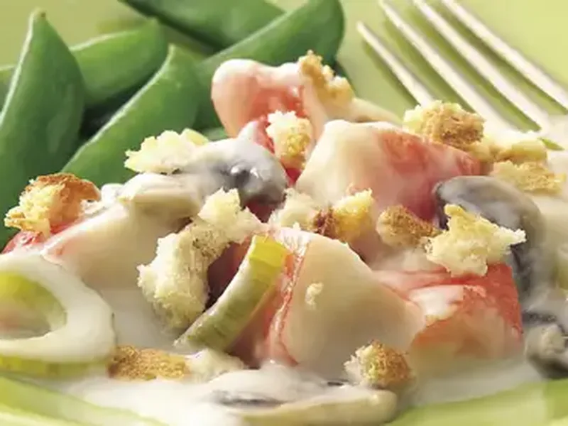 Creamy Crab au Gratin with Mushrooms and Celery