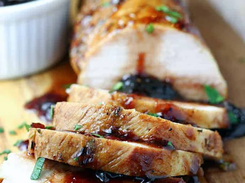Slow Cooker Cherry Balsamic Pork Tenderloin with Herb Glaze