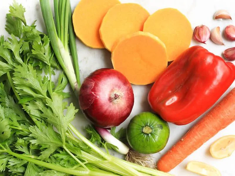 Rainbow Vegetable Soup with Butternut Squash and Bell Peppers
