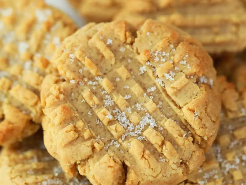 Classic Peanut Butter Cookies with Fork Crosshatch Pattern