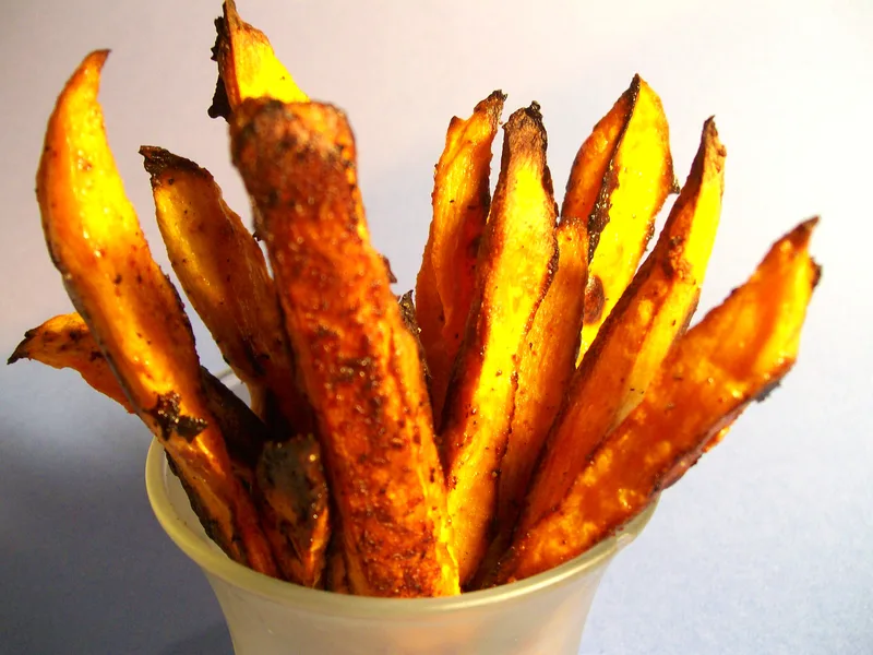 Crispy Roasted Sweet Potato Spears with Chili