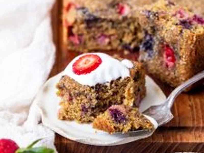 Vegan Berry Cornmeal Cake with Almond Flour