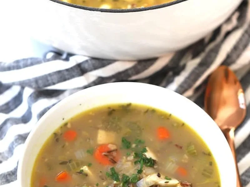 Turkey and Wild Rice Soup with Caramelized Onions