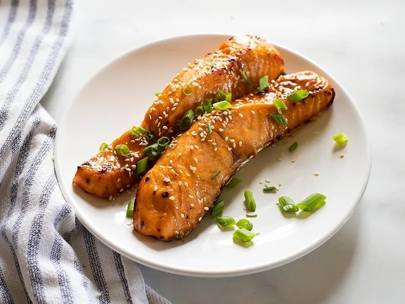 Air Fryer Teriyaki Salmon with Sesame Seeds